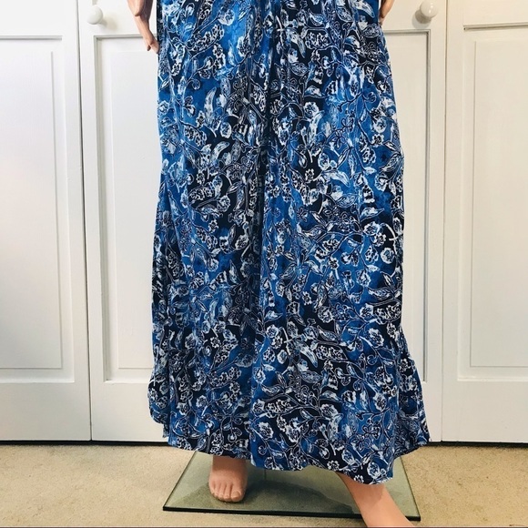 LUCKY BRAND Blue Floral Sleeveless Maxi Dress Size Medium - Picture 2 of 11